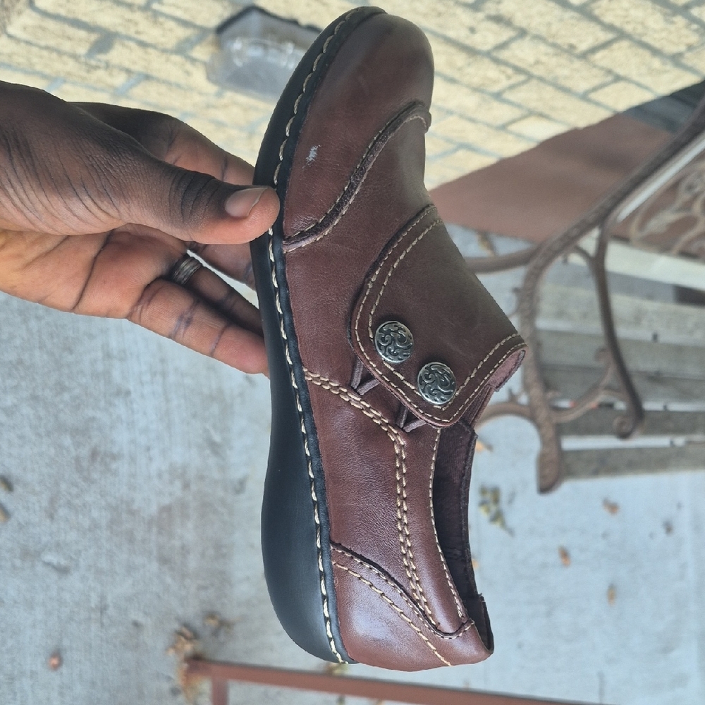 Clarks Dark Brown Leather Slip-On Loafers